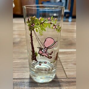 Vintage Holly Hobbie The Time To Be Happy Is Now Glass Tumbler